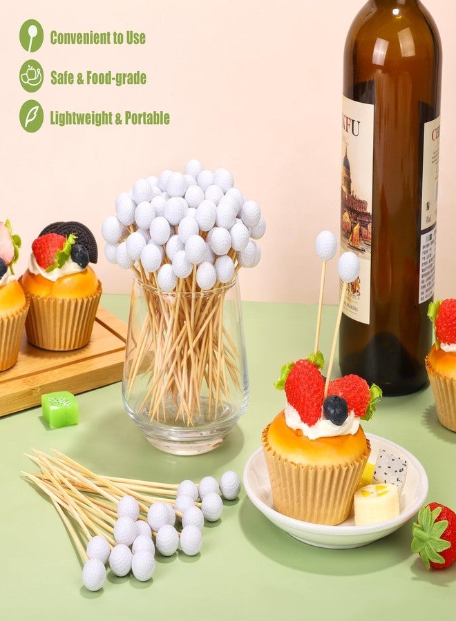 Aodaer 120 Pieces Golf Cocktail Picks, 4.72 Inch Golf-Themed Ball Toothpicks for Appetizers, Disposable Fruit Sandwich Bamboo Skewer Picks for Sports Party Decoration, Catered Events, Buffet Supplies - Image 5